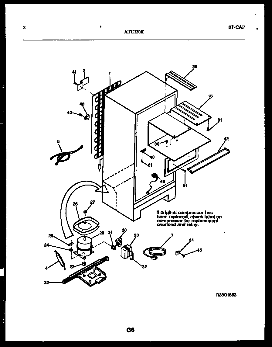Frigidaire ATC130HK2 system and automatic defrost parts diagram