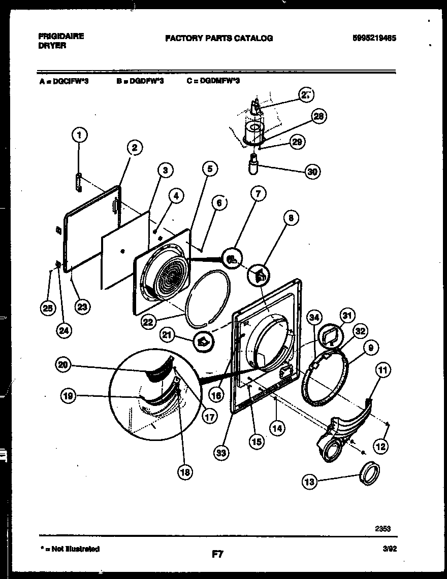 Frigidaire DEGCIFL3 door parts diagram