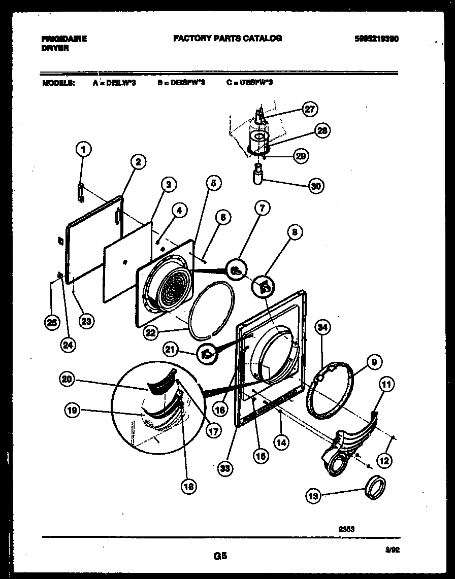 Frigidaire DEILL3 door parts diagram
