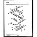 Frigidaire CG200SP2W1 backguard, cooktop and burner parts diagram