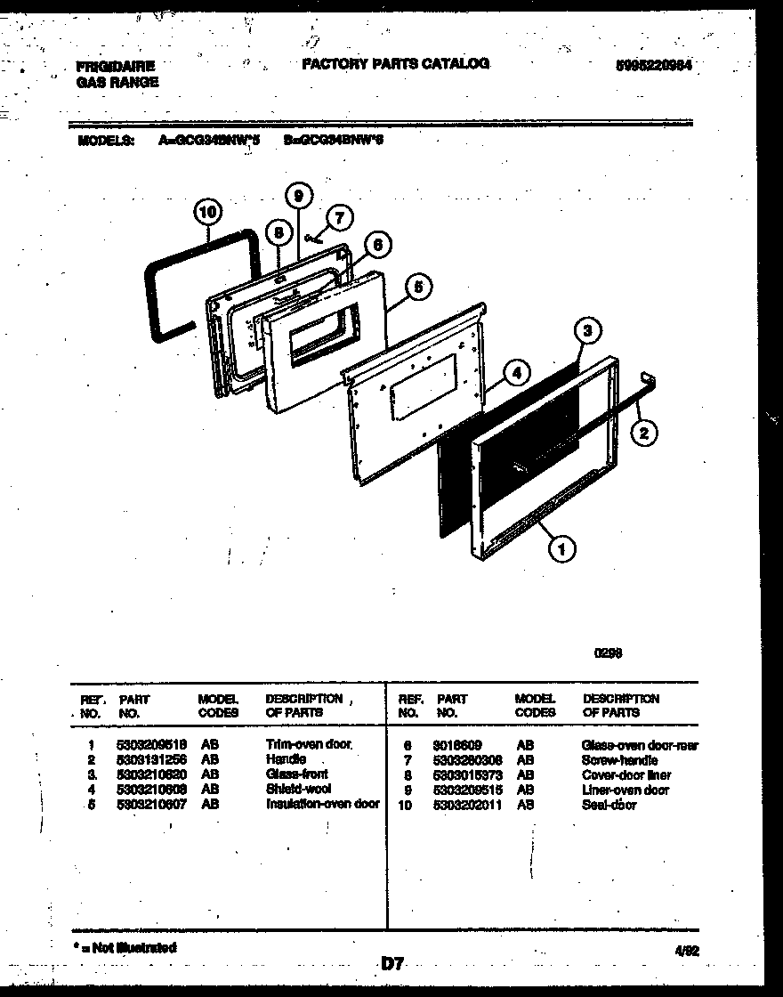 Frigidaire GCG34BNW6 door parts diagram