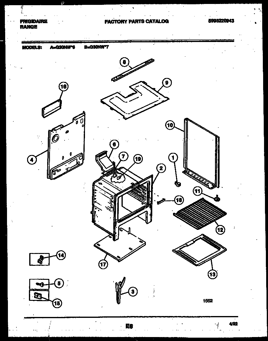 Frigidaire G30NW6 body parts diagram