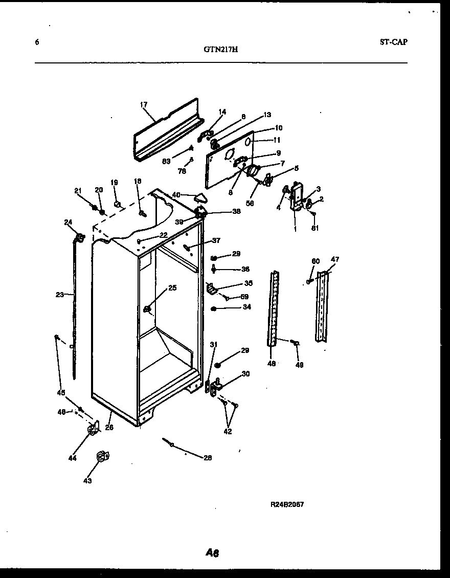 Frigidaire GTN217BH5 cabinet parts diagram