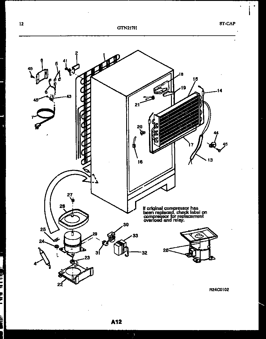 Frigidaire GTN217BH5 system and automatic defrost parts diagram