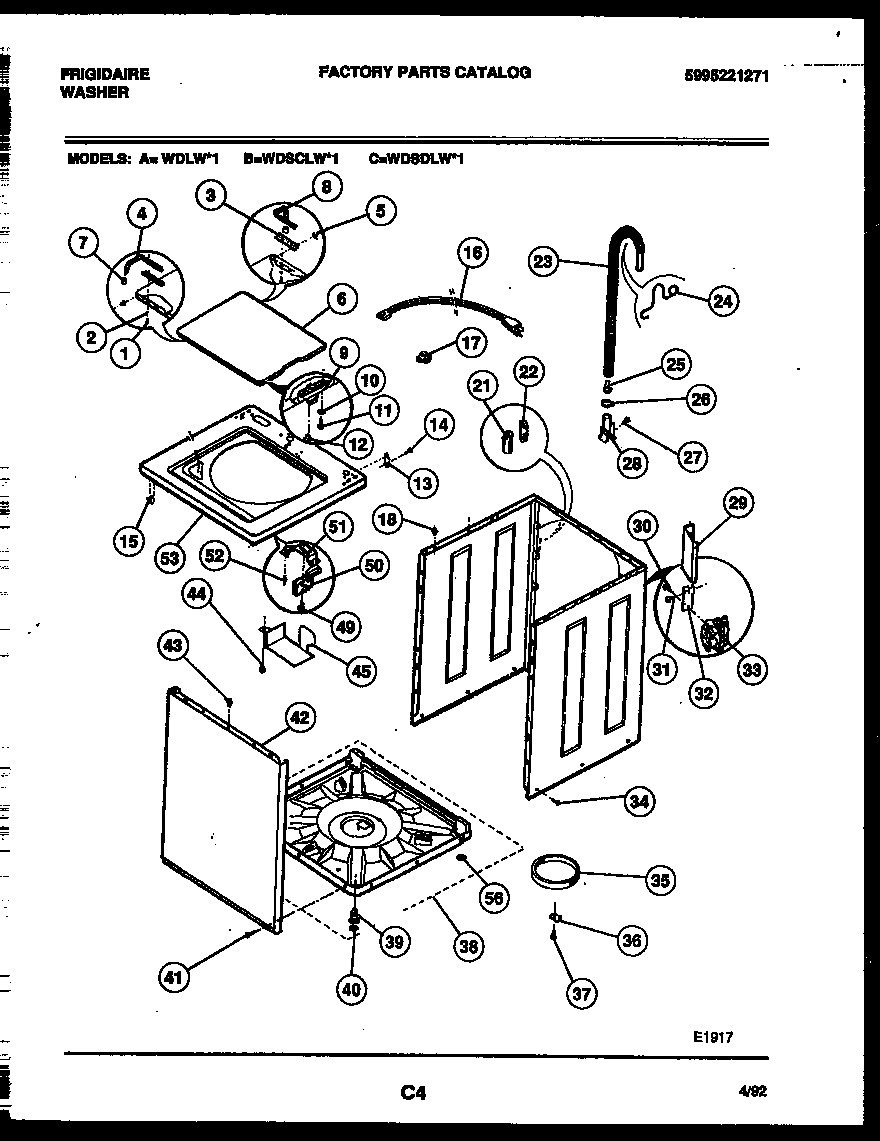 Frigidaire WDSCLL1 cabinet parts diagram