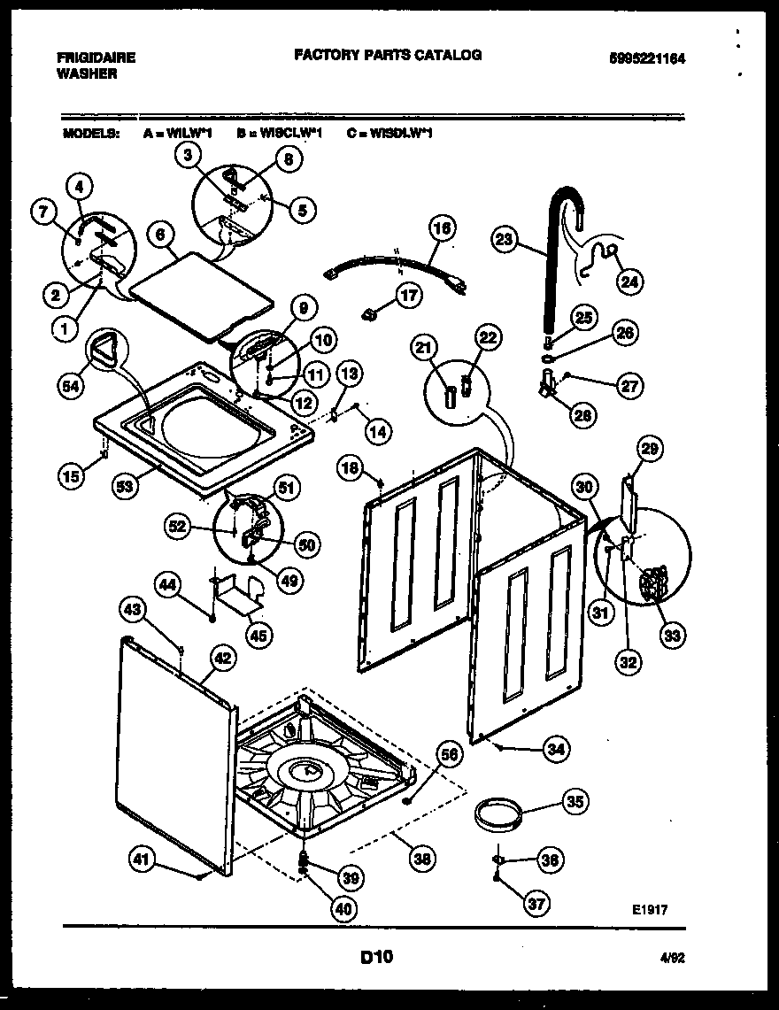 Frigidaire WILL1 cabinet parts diagram