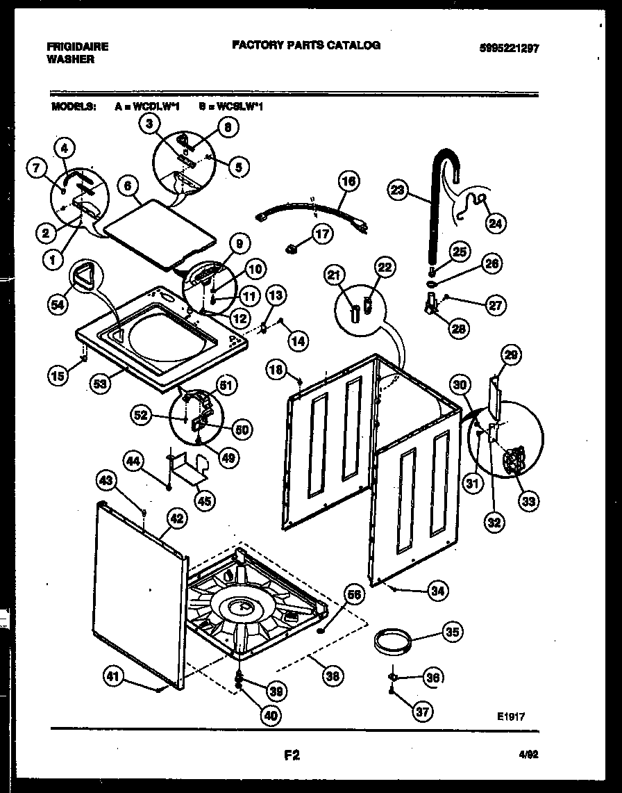 Frigidaire WCSLH1 cabinet parts diagram