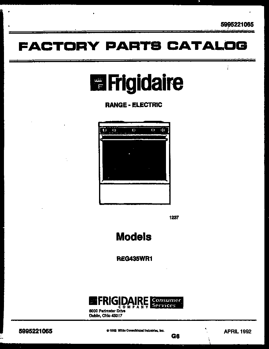 Frigidaire REG435WRW1 cover diagram