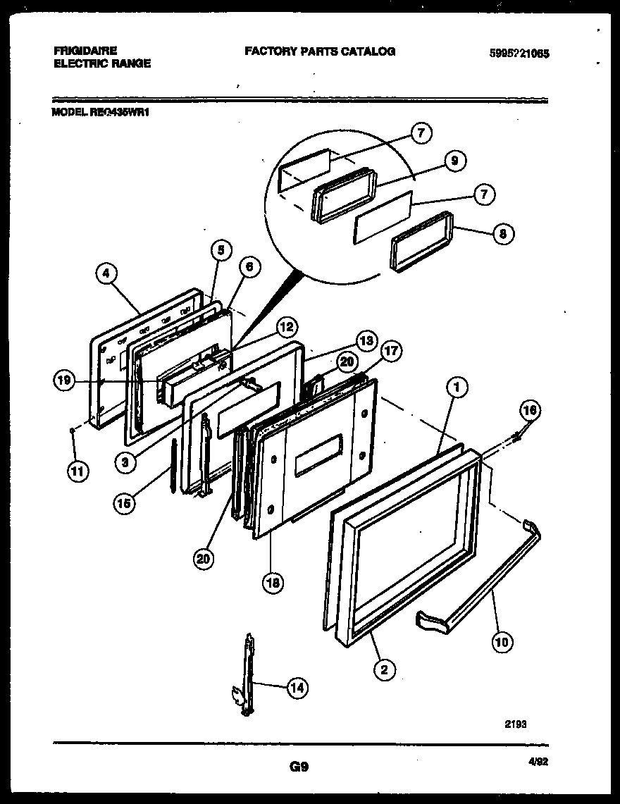 Frigidaire REG435WRW1 door parts diagram