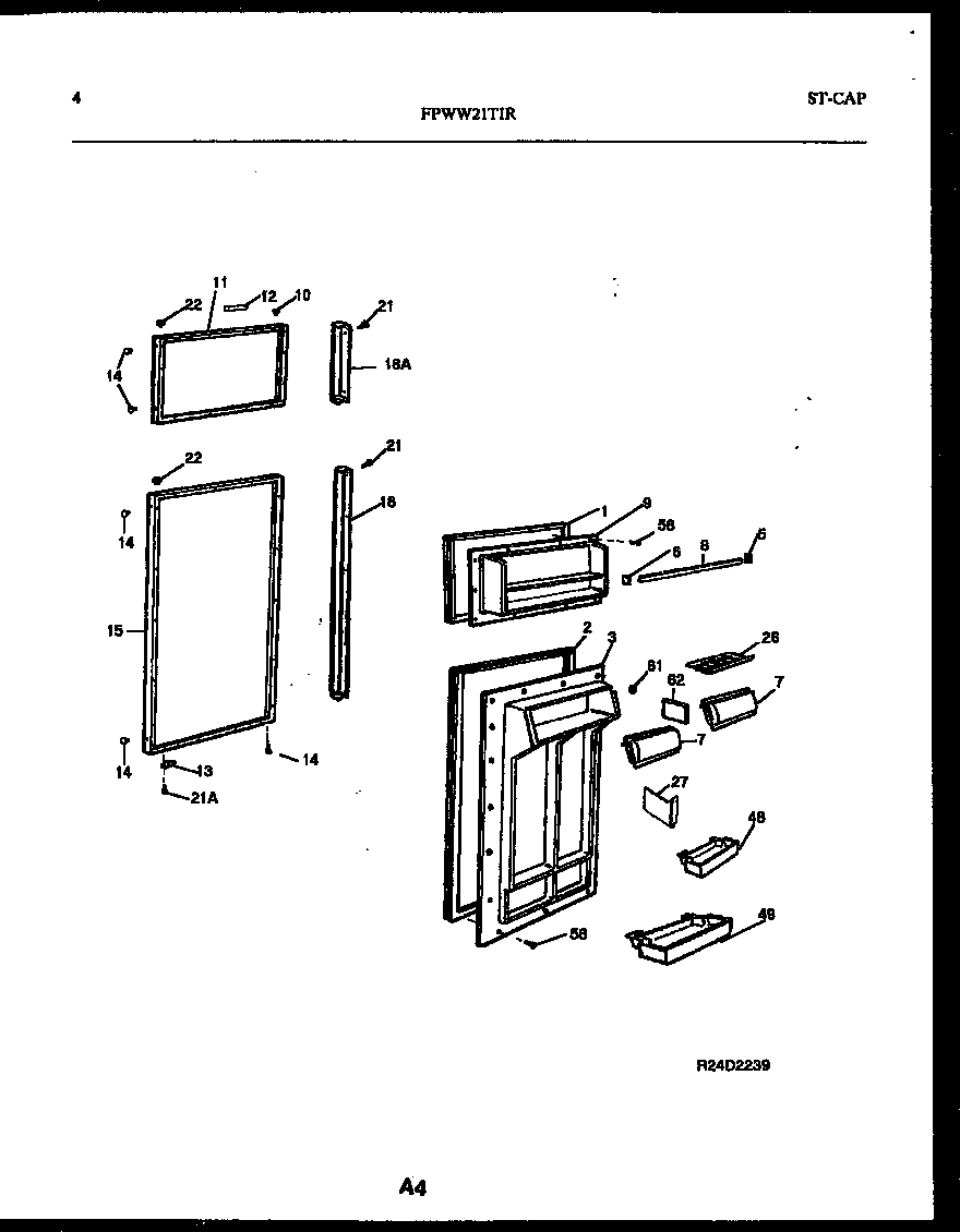 Frigidaire FPWW21TIRW0 door parts diagram