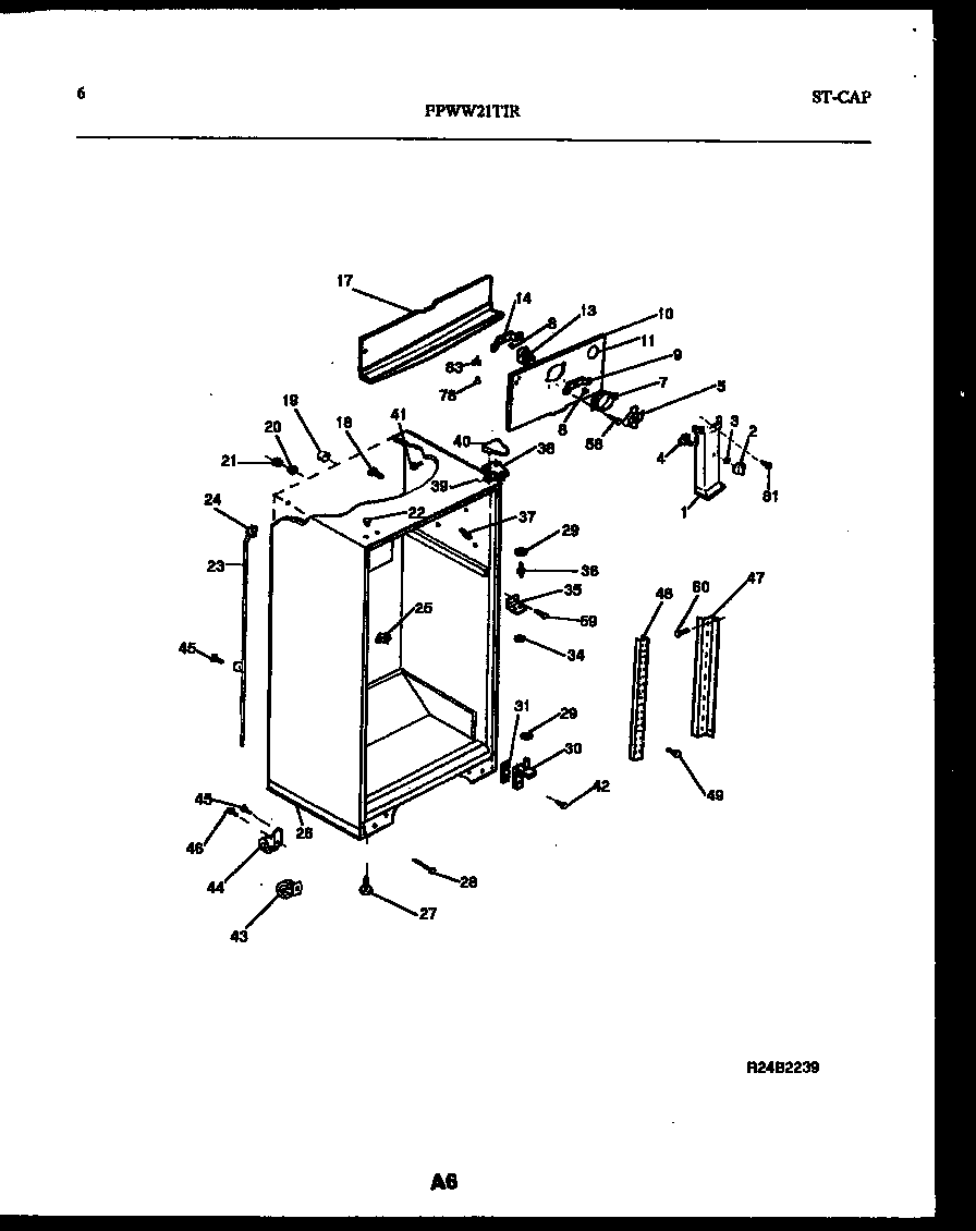 Frigidaire FPWW21TIRW0 cabinet parts diagram