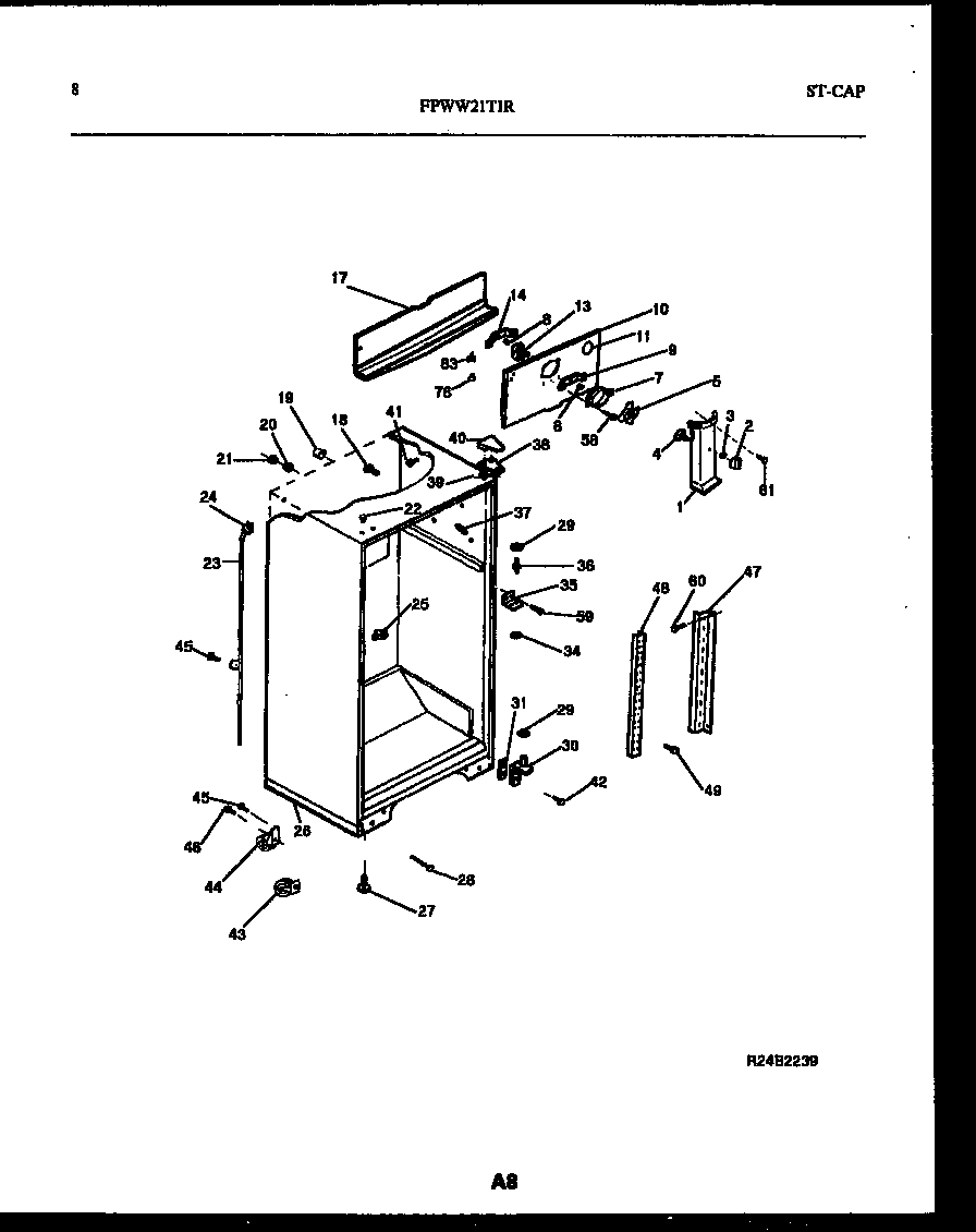 Frigidaire FPWW21TIRW0 cabinet parts diagram