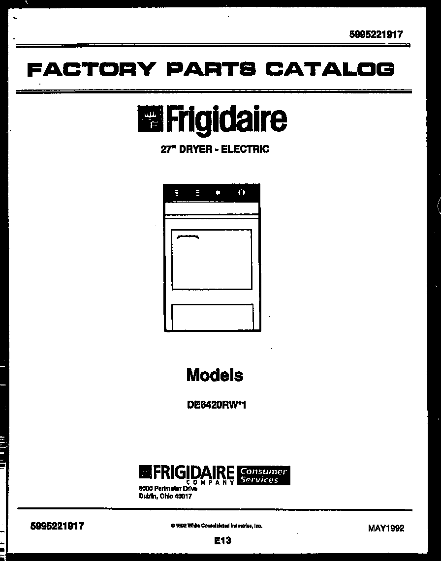 Frigidaire DE6420RW1 null diagram