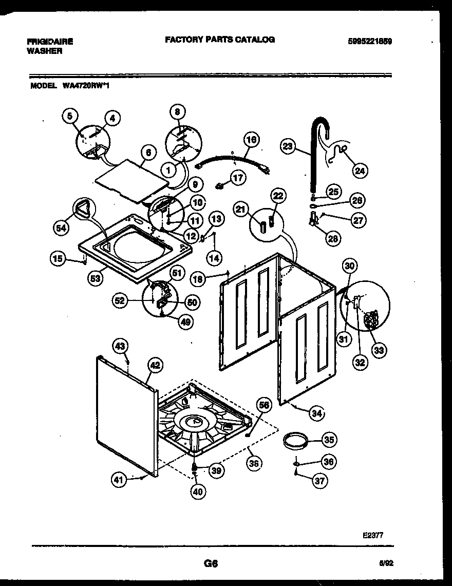 Frigidaire WA4720RW1 cabinet parts diagram