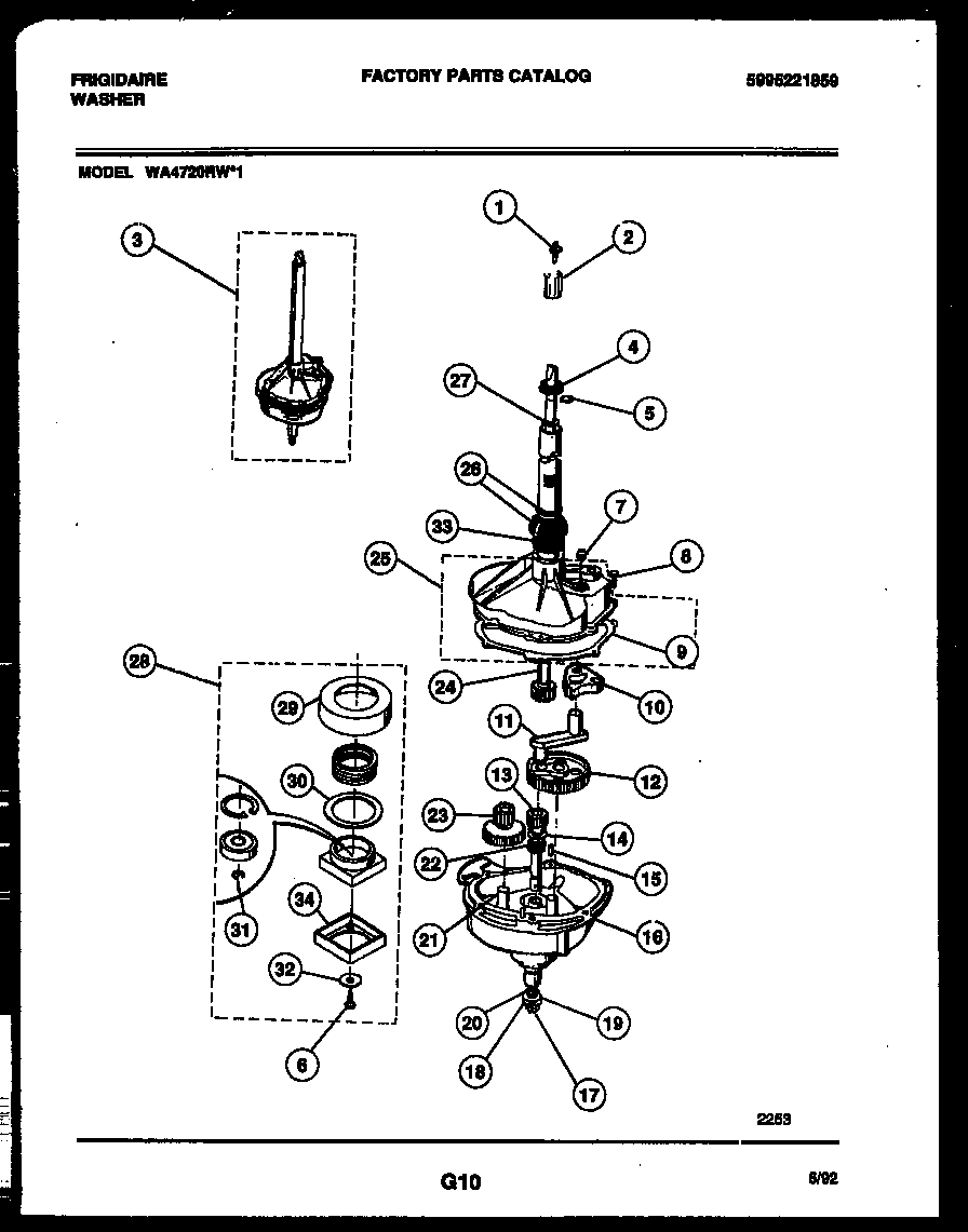 Frigidaire WA4720RW1 transmission parts diagram