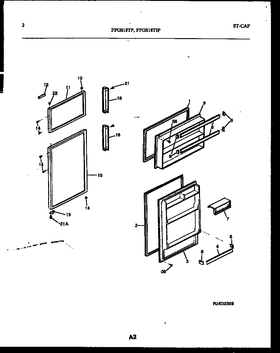 Frigidaire FPGS18TIPLW0 door parts diagram