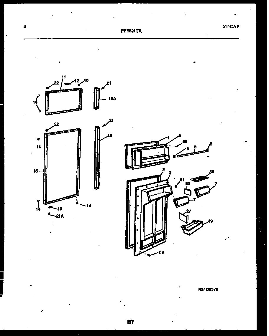 Frigidaire FPES21TRW1 door parts diagram
