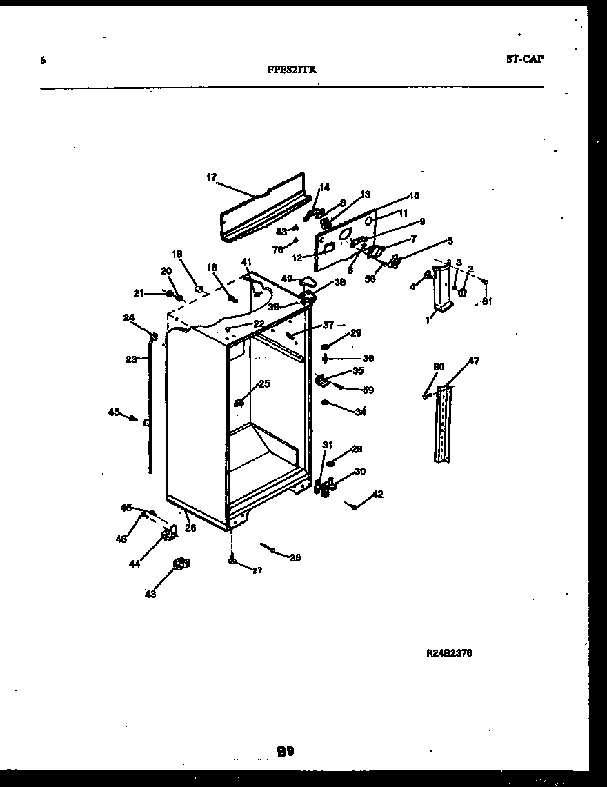 Frigidaire FPES21TRW1 cabinet parts diagram