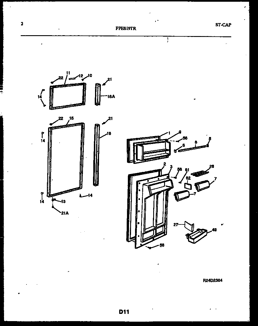 Frigidaire FPES19TRL0 door parts diagram
