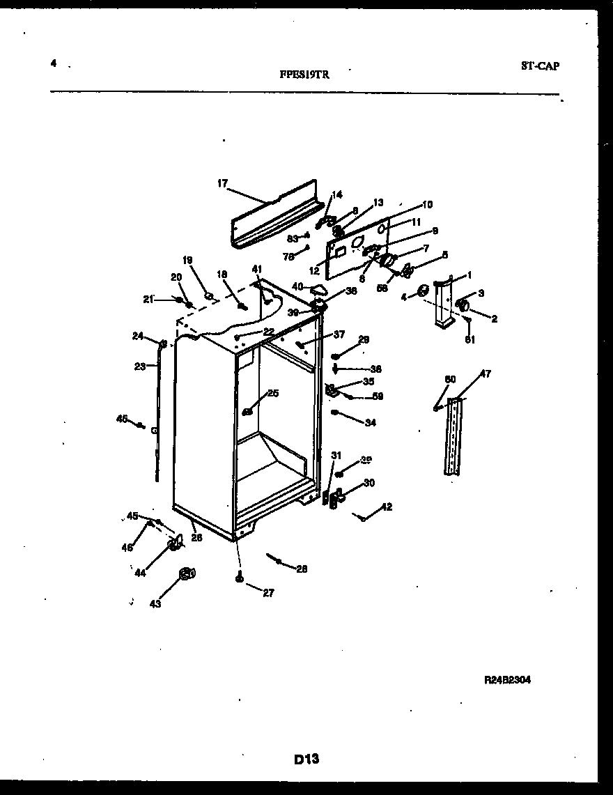 Frigidaire FPES19TRL0 cabinet parts diagram