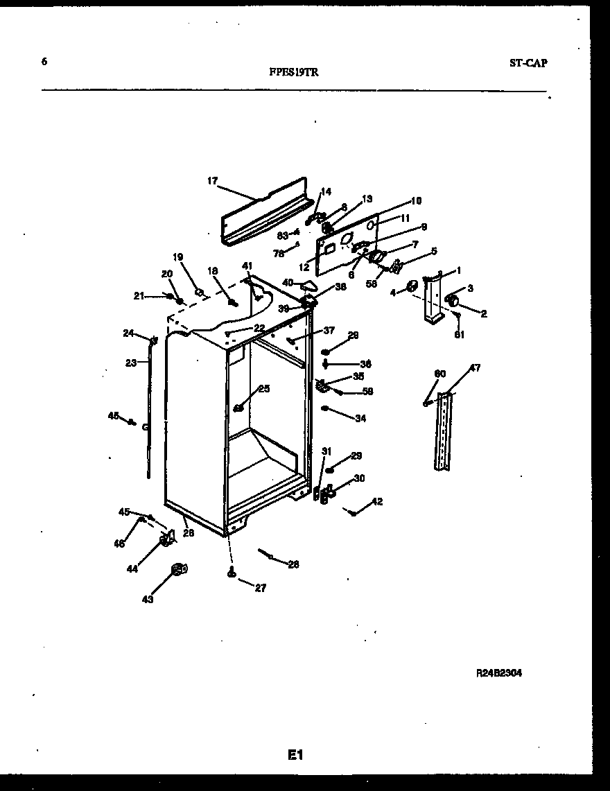 Frigidaire FPES19TRL0 cabinet parts diagram