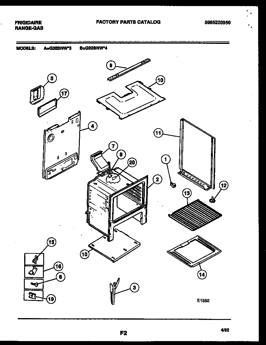 Frigidaire G32BNW3 body parts diagram