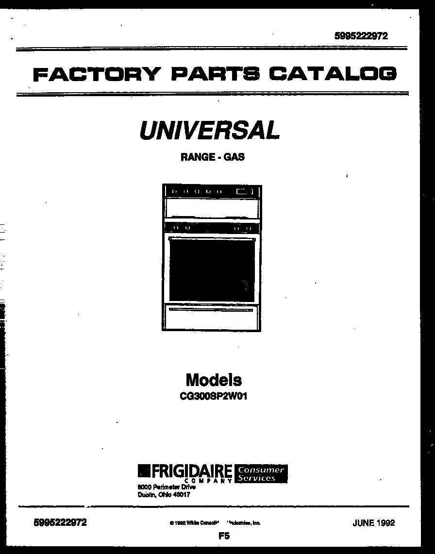 White-Westinghouse CG300SP2Y1 cover diagram