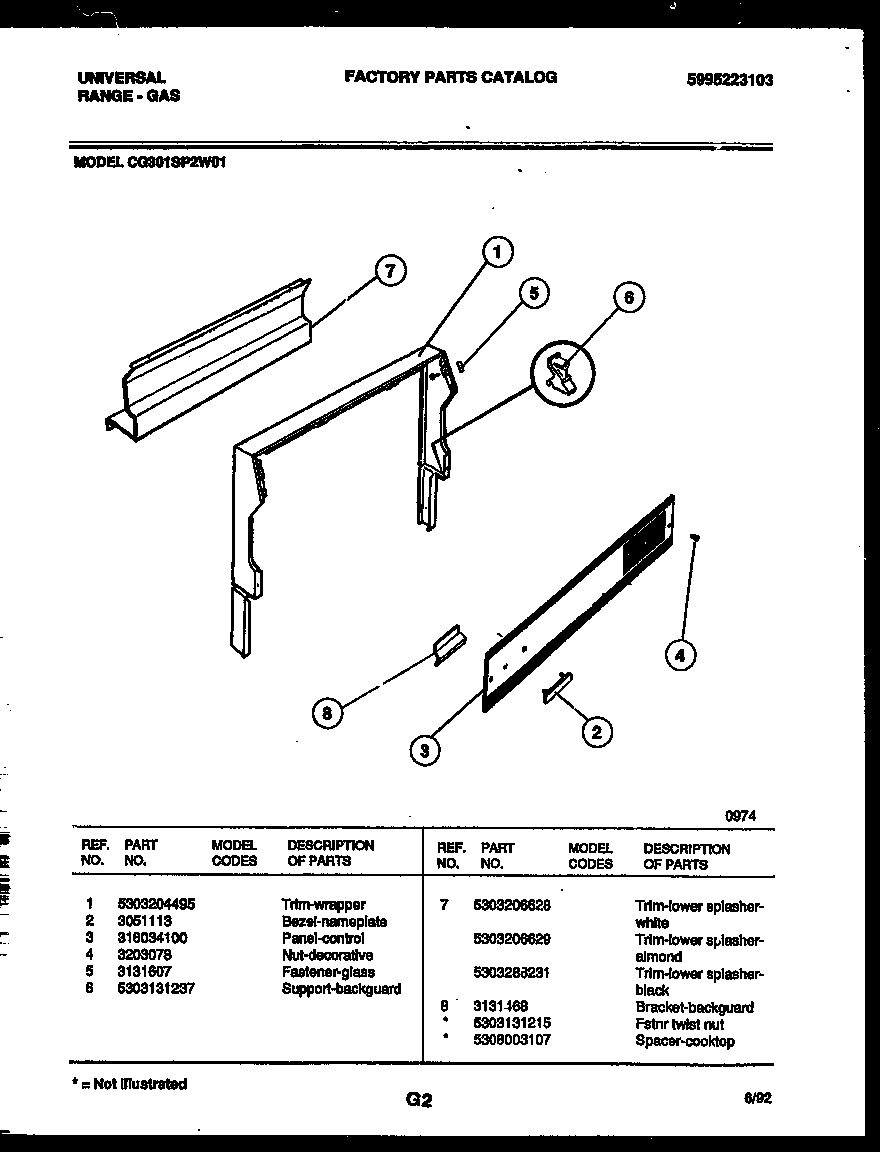 Kelvinator CG301SP2D1 backguard diagram