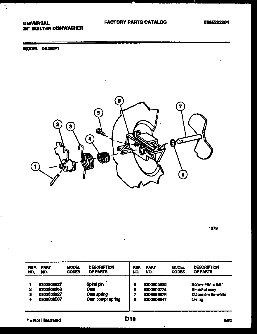 White-Westinghouse DB200PW1 cam diagram