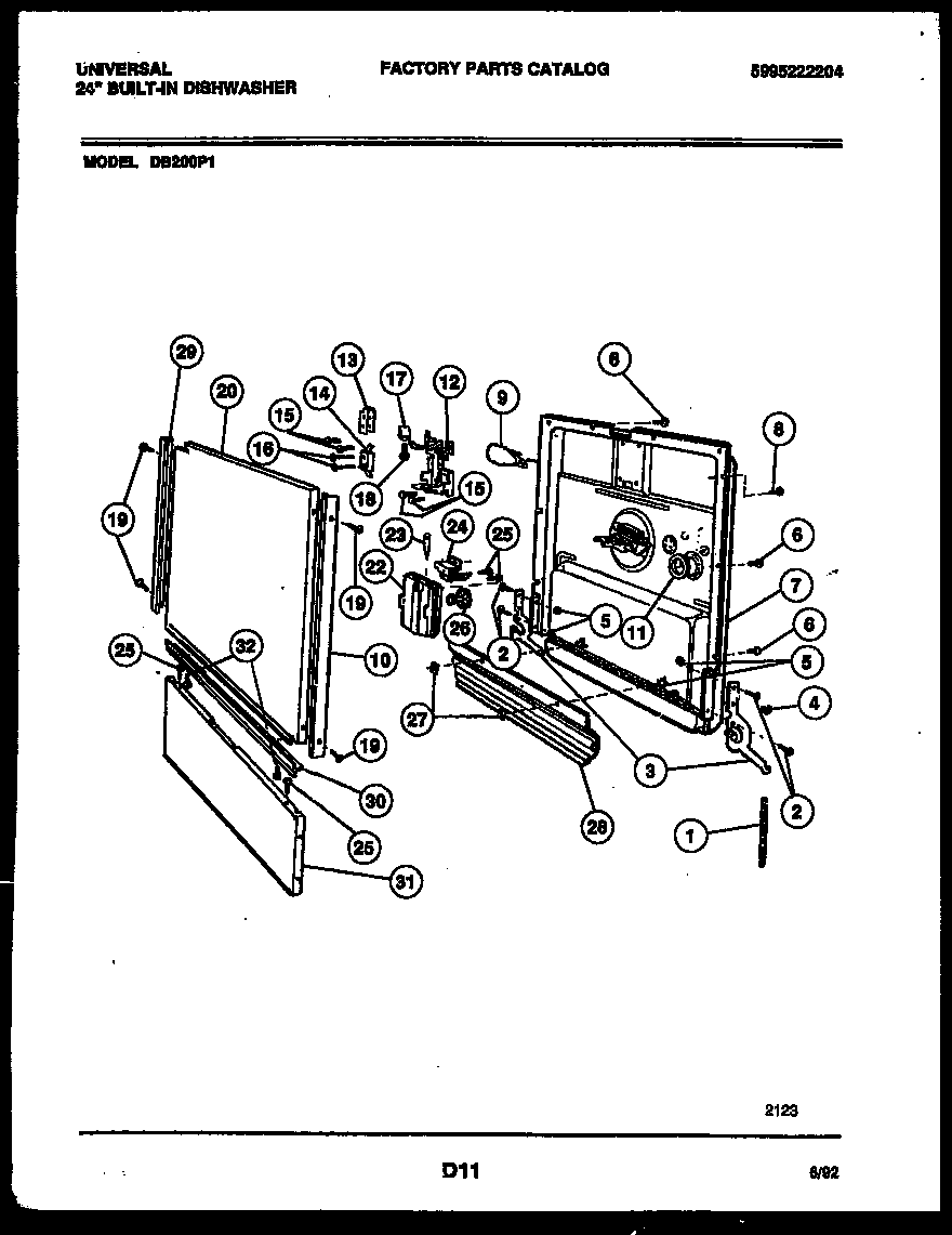 White-Westinghouse DB200PW1 door parts diagram