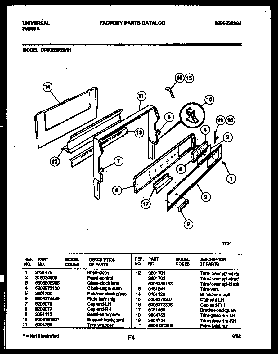 Gibson CP302BP2W1 backguard diagram