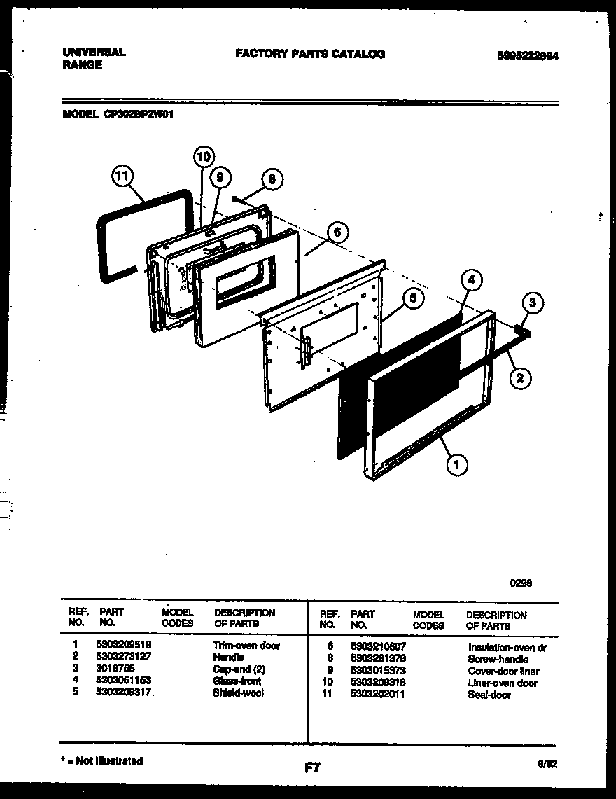 Gibson CP302BP2W1 door parts diagram