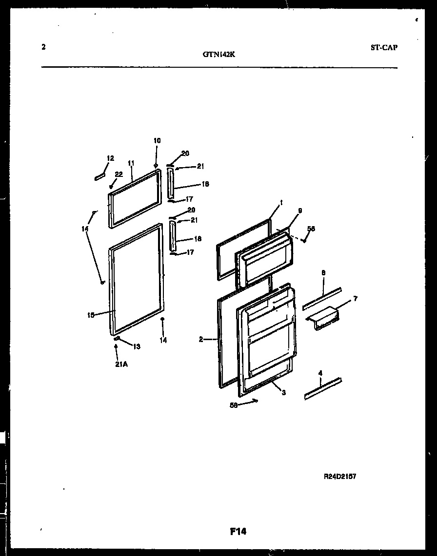 White-Westinghouse GTN142BK3 door parts diagram