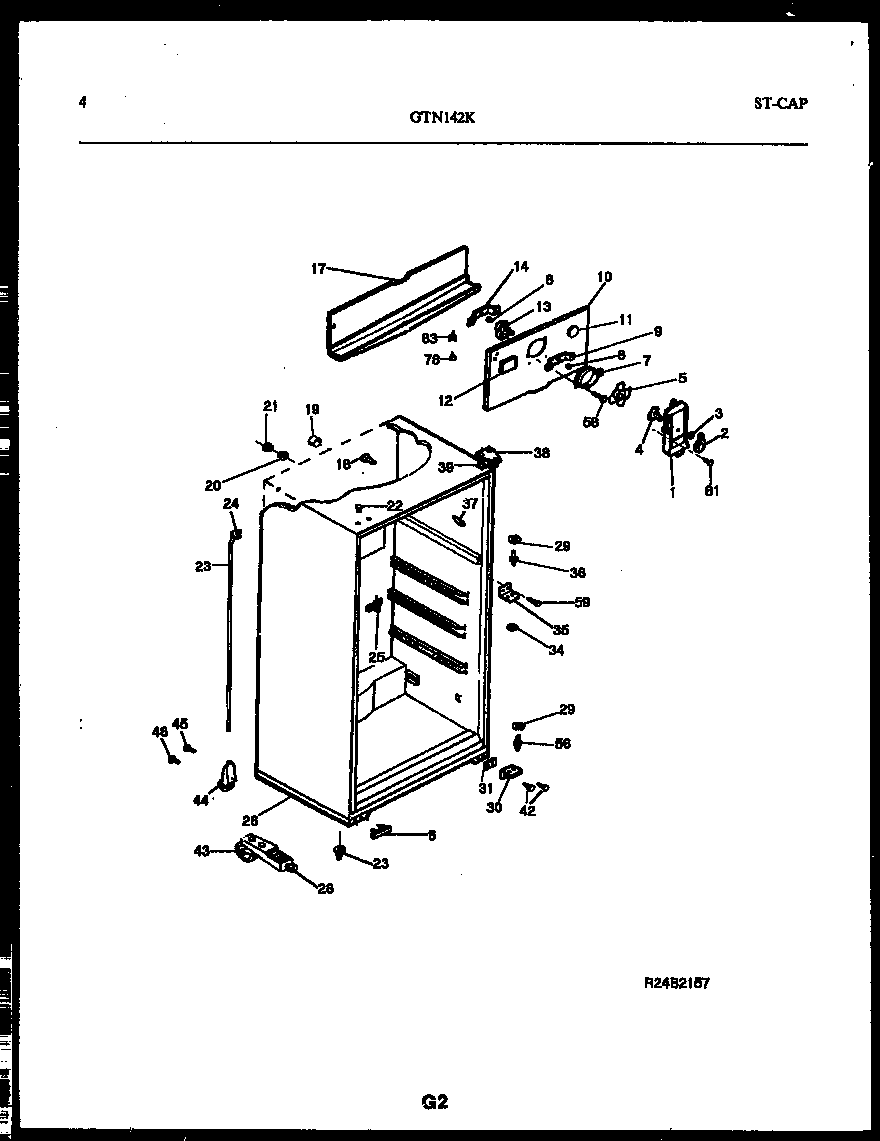 White-Westinghouse GTN142BK3 cabinet parts diagram