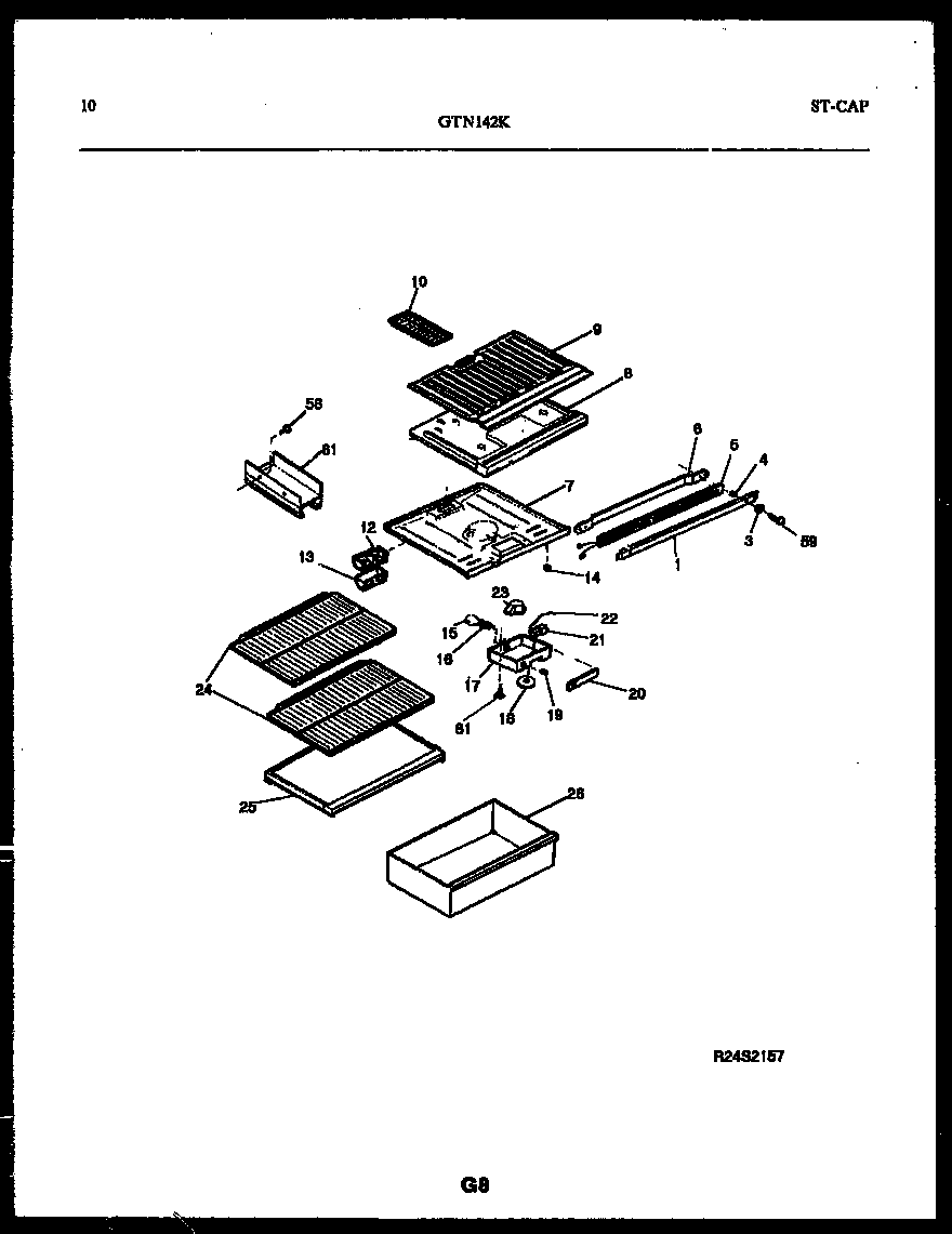 White-Westinghouse GTN142BK3 shelves and supports diagram