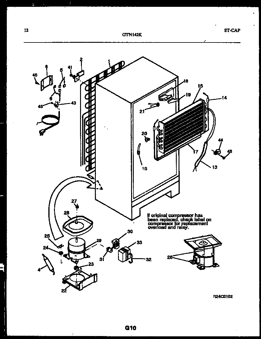 White-Westinghouse GTN142BK3 system and automatic defrost parts diagram