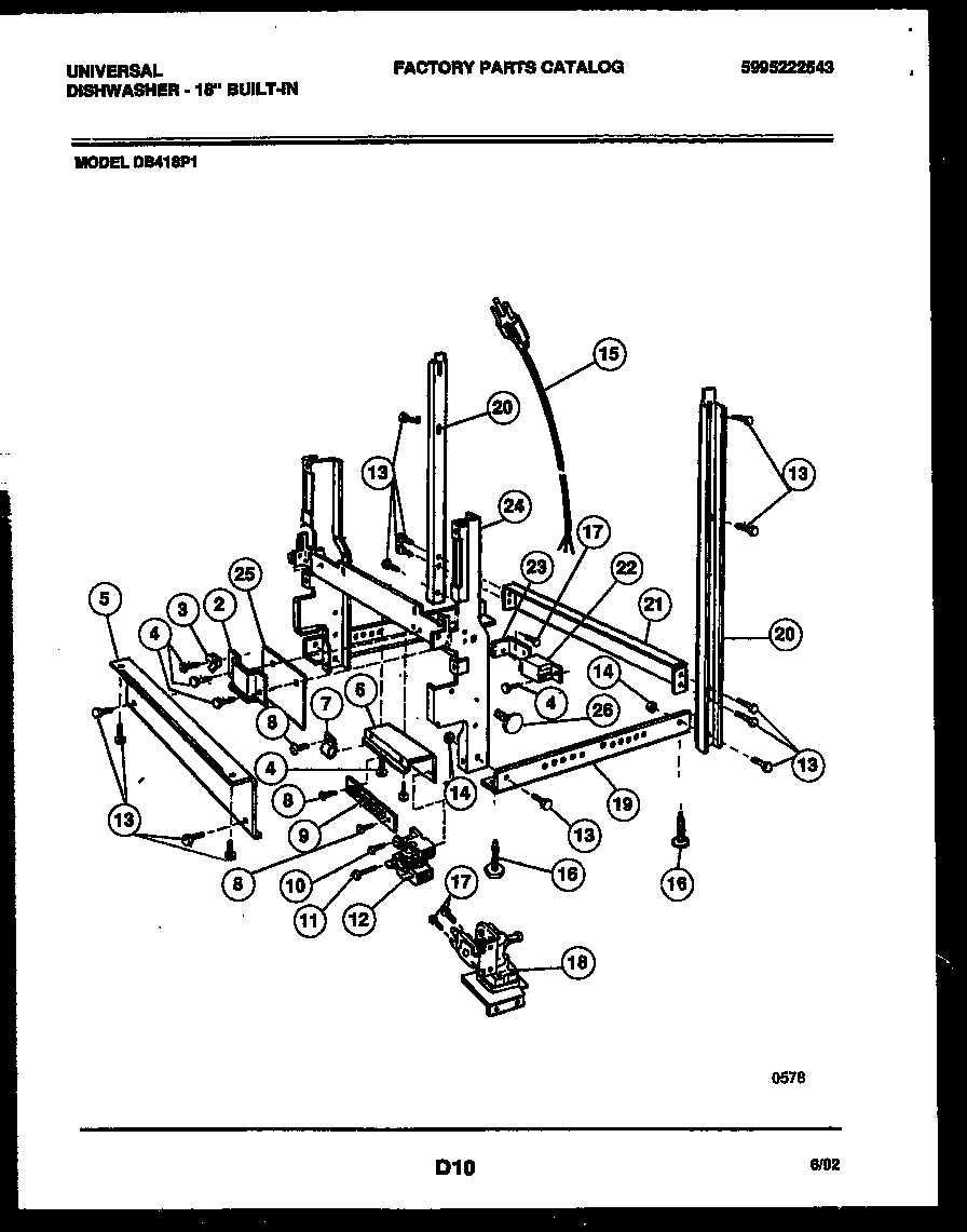 Tappan DB418PW1 power dry and motor parts diagram