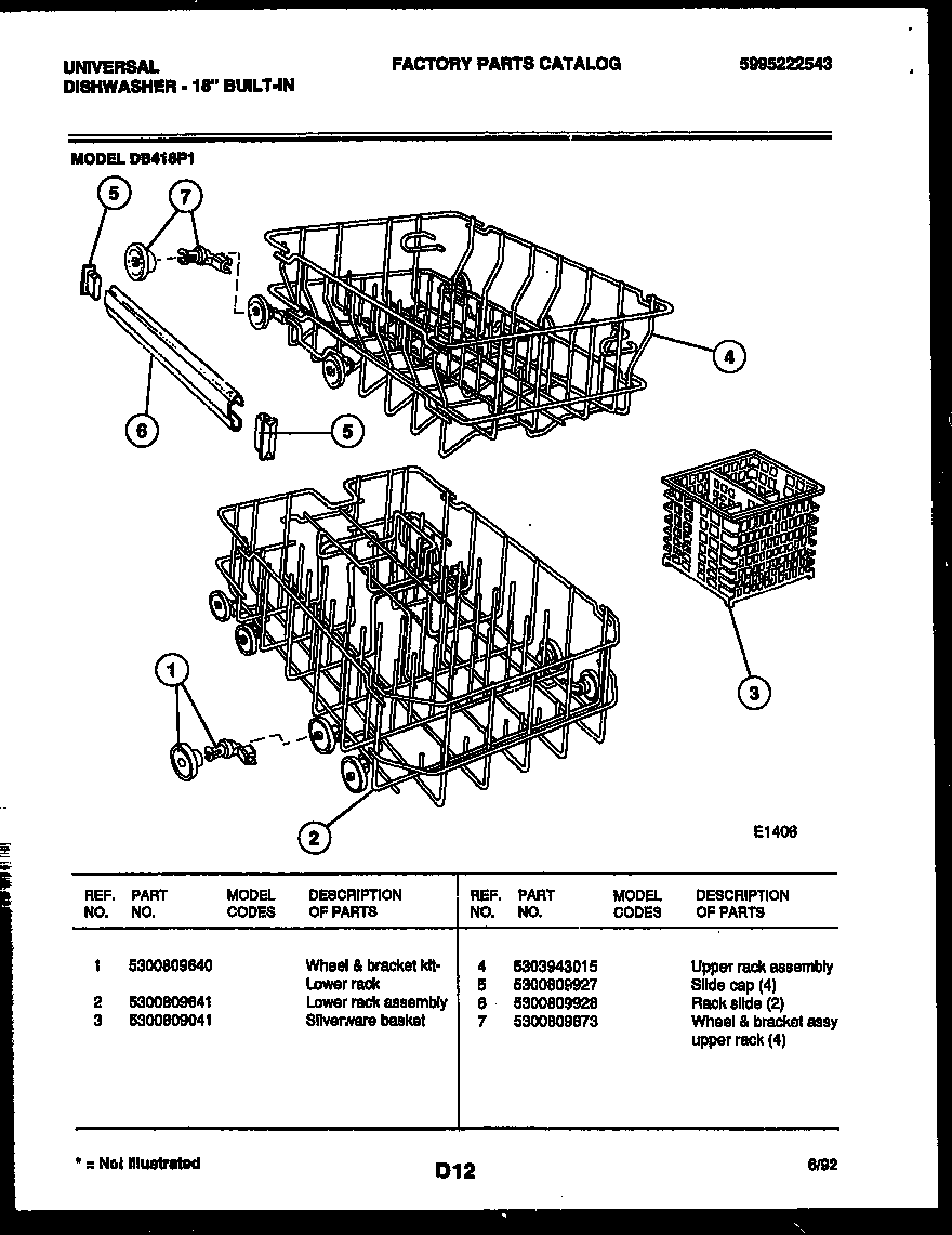 Tappan DB418PW1 racks and trays diagram