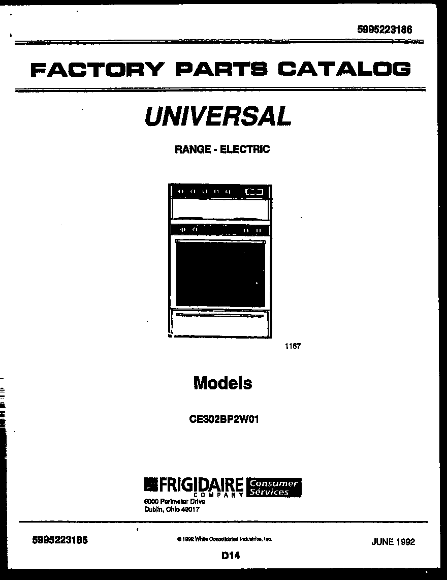 Tappan CE302BP2D1 cover diagram