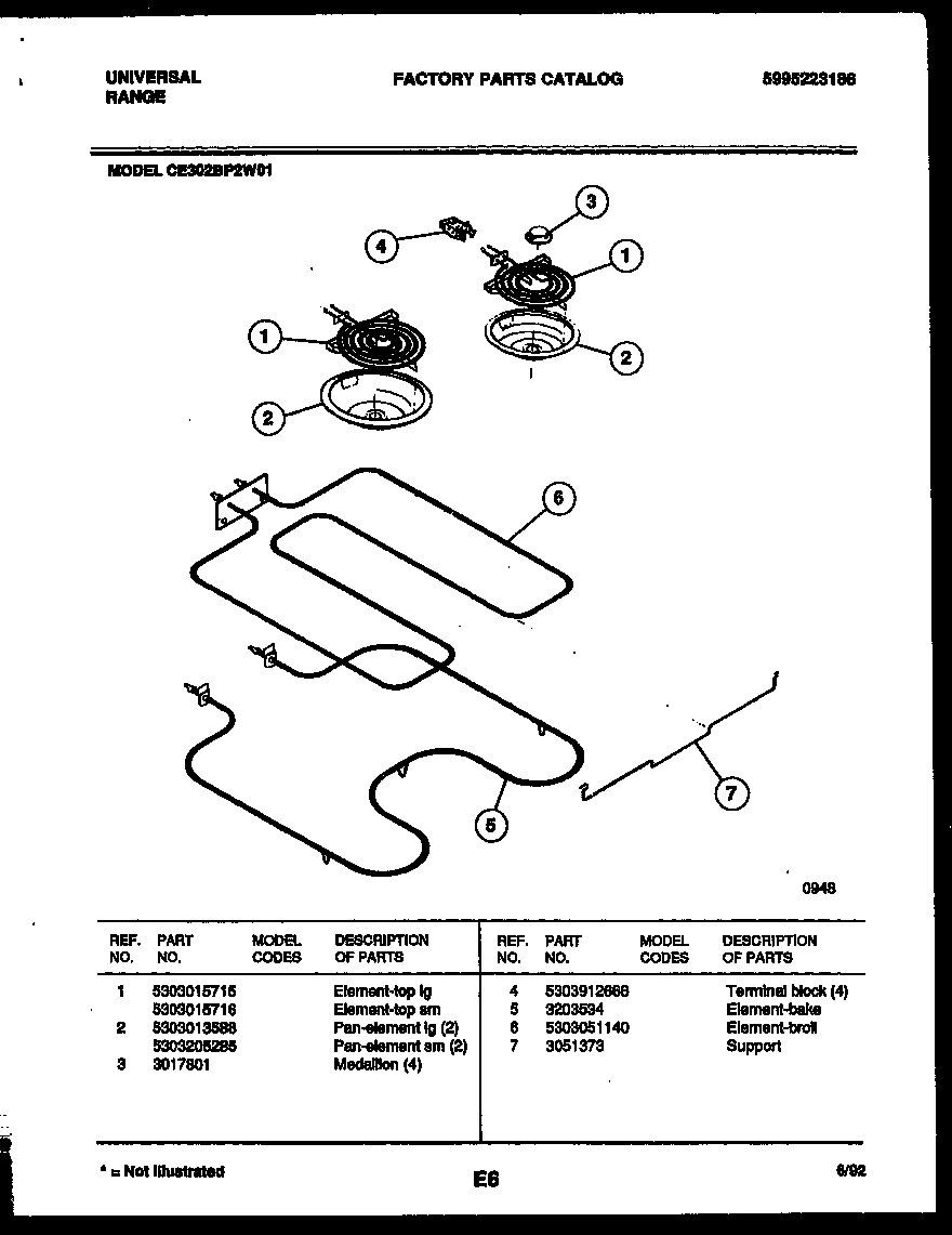 Tappan CE302BP2D1 broiler parts diagram