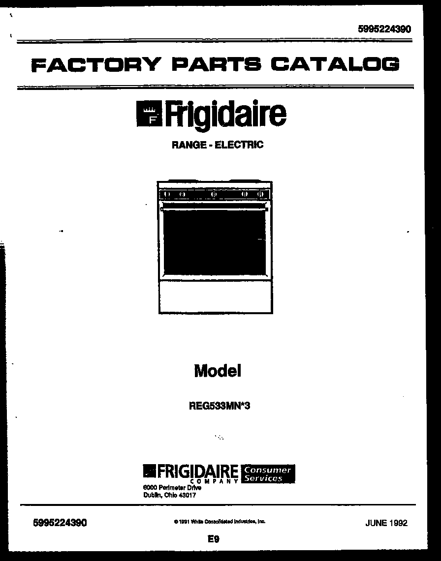Frigidaire REG533MNW3 cover diagram