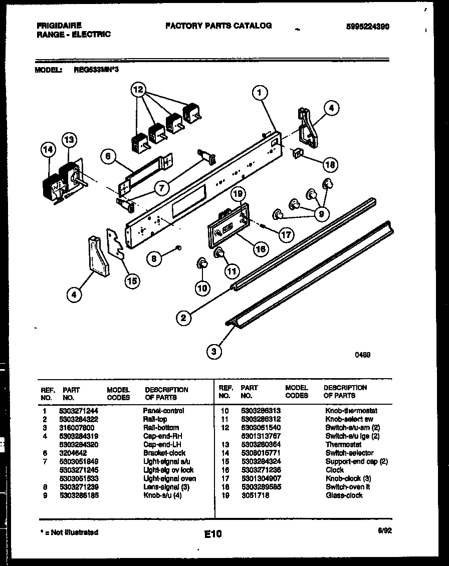 Frigidaire REG533MNW3 control panel diagram