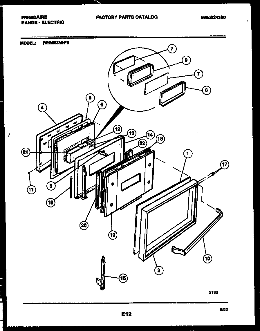 Frigidaire REG533MNW3 door parts diagram