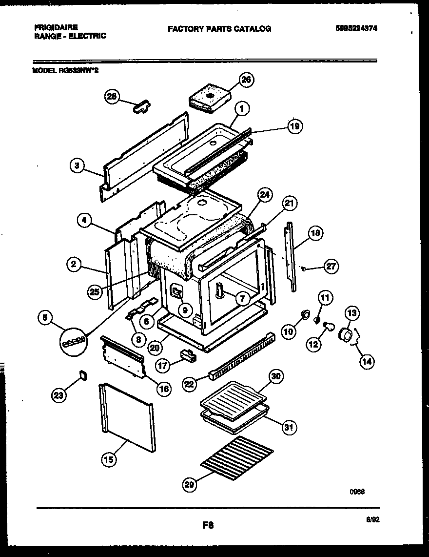 Frigidaire RG533NL2 body parts diagram