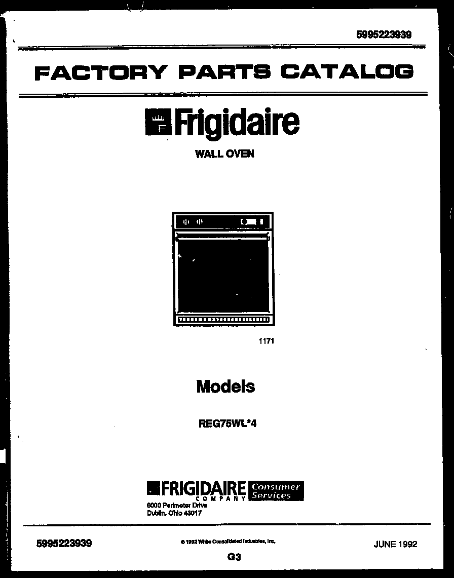 Frigidaire REG75WL4 null diagram