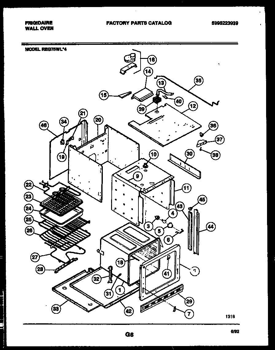 Frigidaire REG75WL4 body parts diagram
