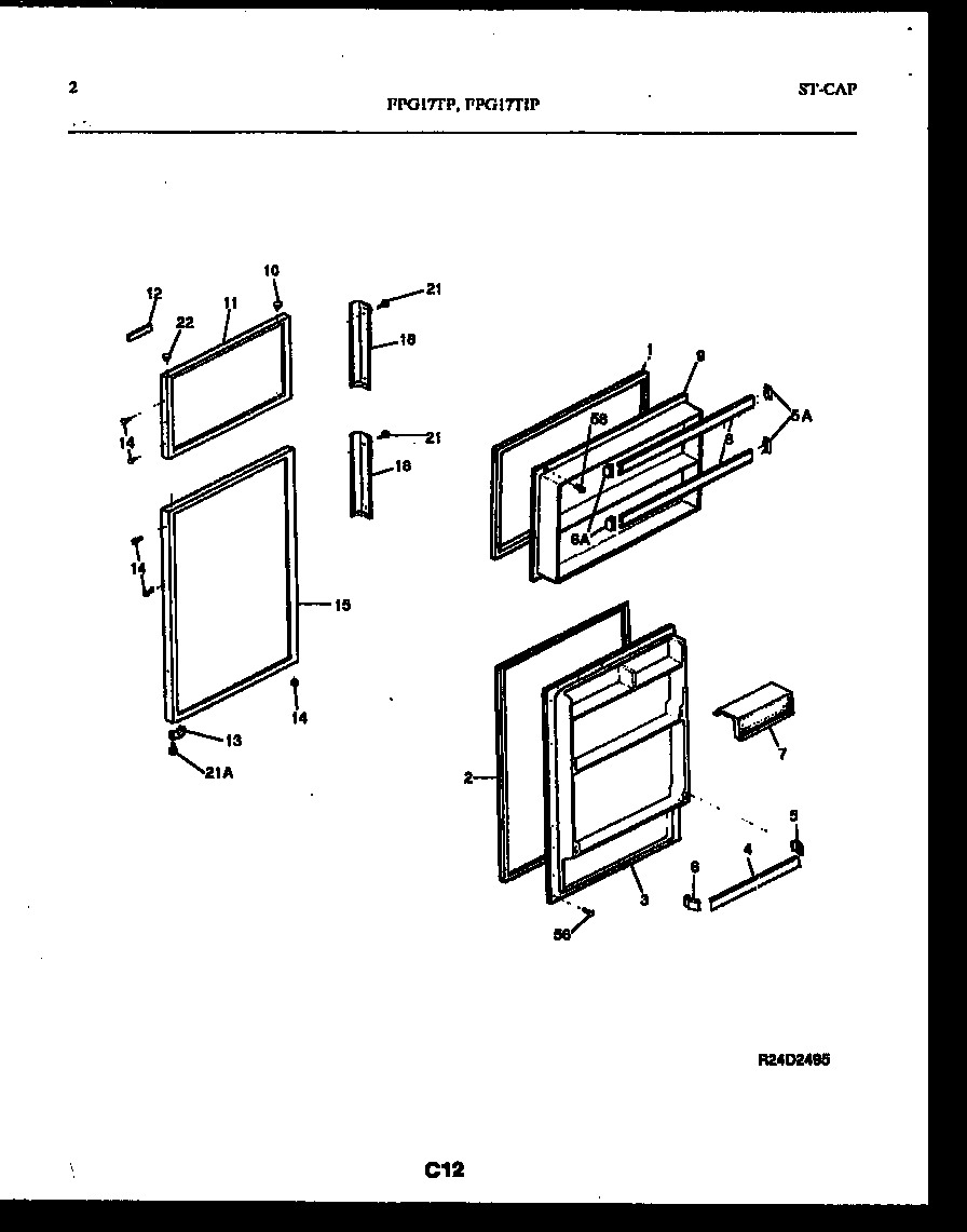Frigidaire FPG17TPL0 door parts diagram