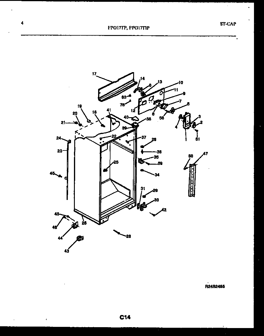Frigidaire FPG17TPL0 cabinet parts diagram