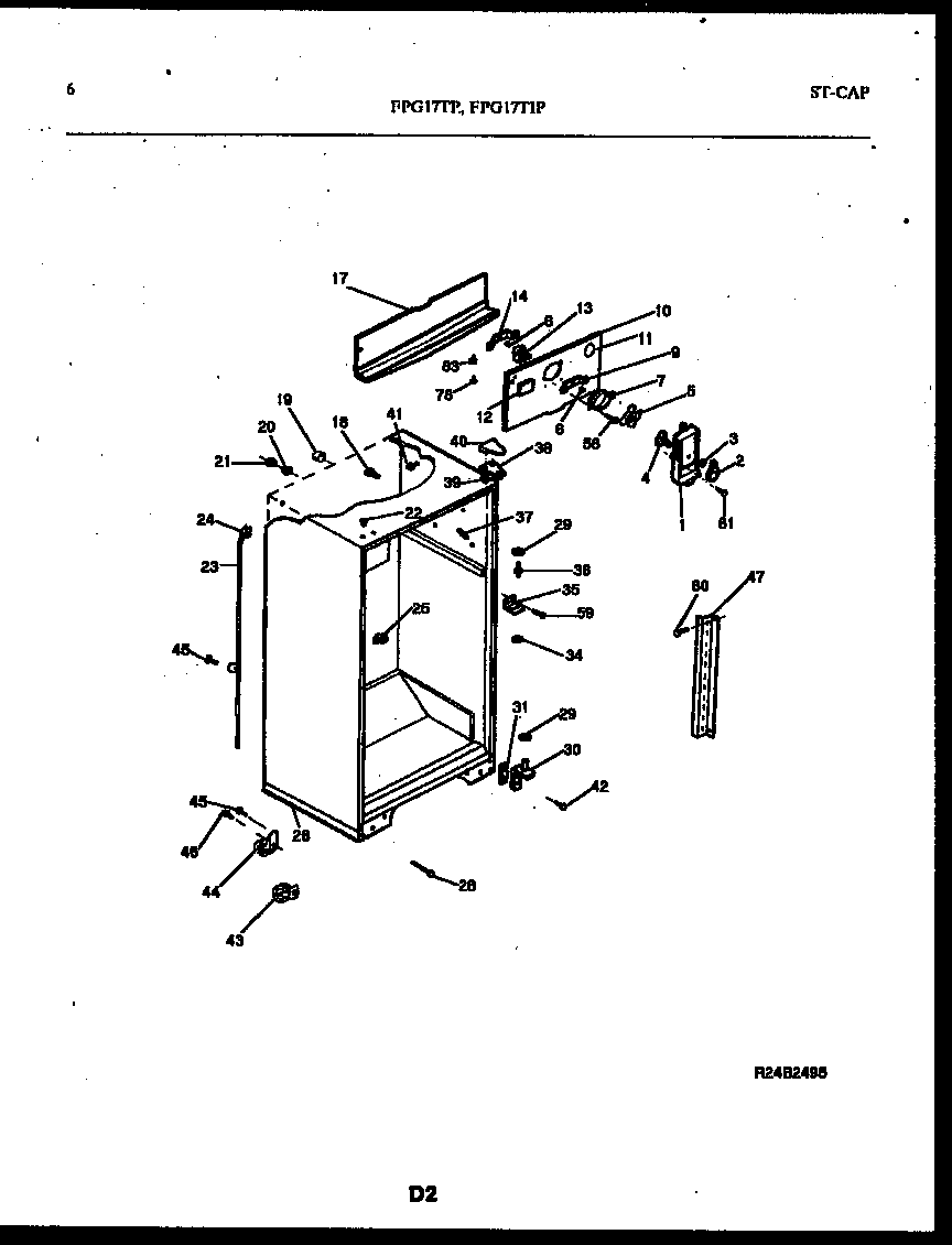 Frigidaire FPG17TPL0 cabinet parts diagram