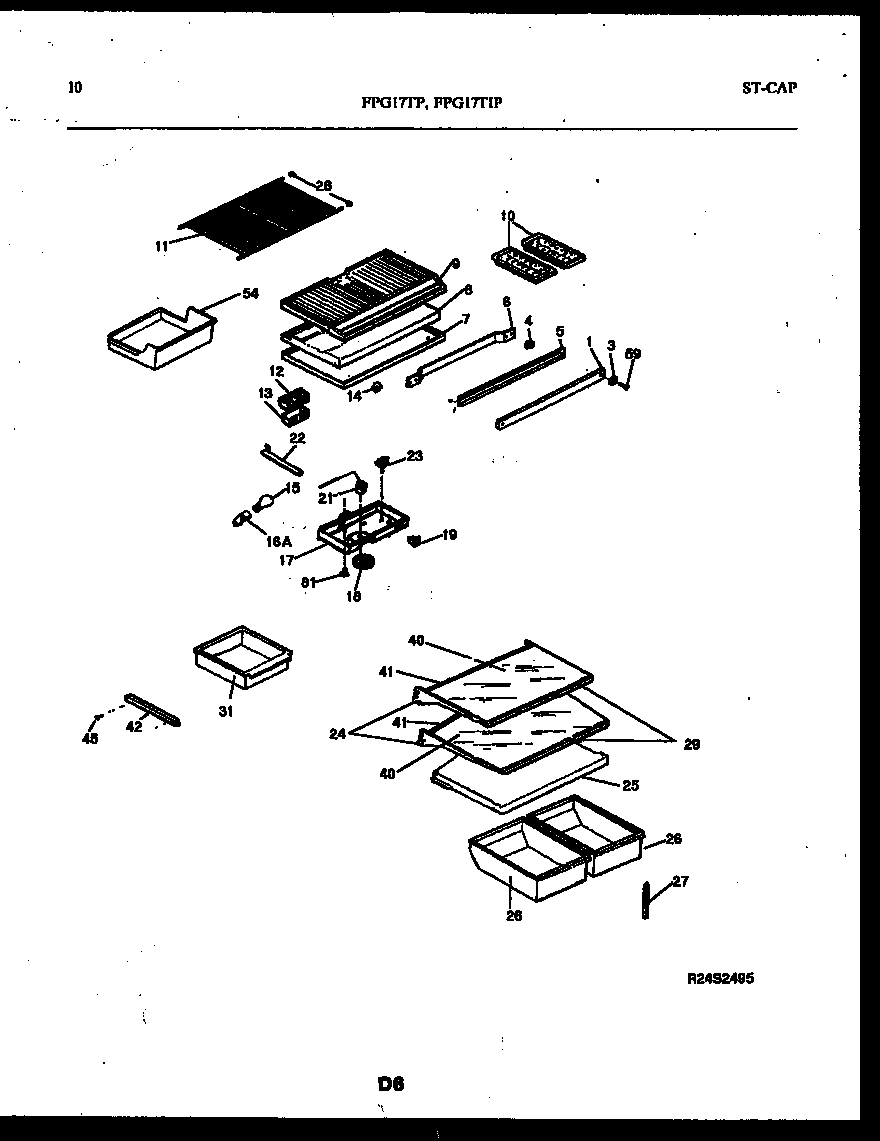 Frigidaire FPG17TPL0 shelves and supports diagram